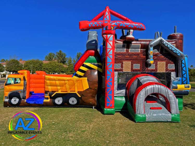 Construction Double Slide Bounce House Combo AZ Inflatable Events